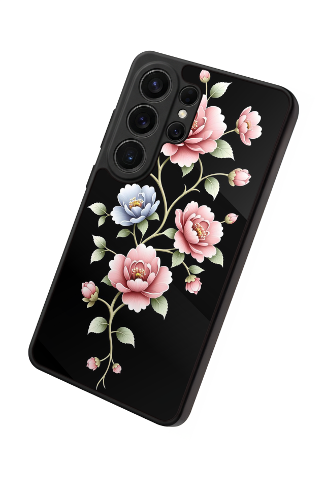Samsung Galaxy S26 Ultra Uyumlu Yaldizli Cicek Tasarımlı Glossy Premium Kılıf