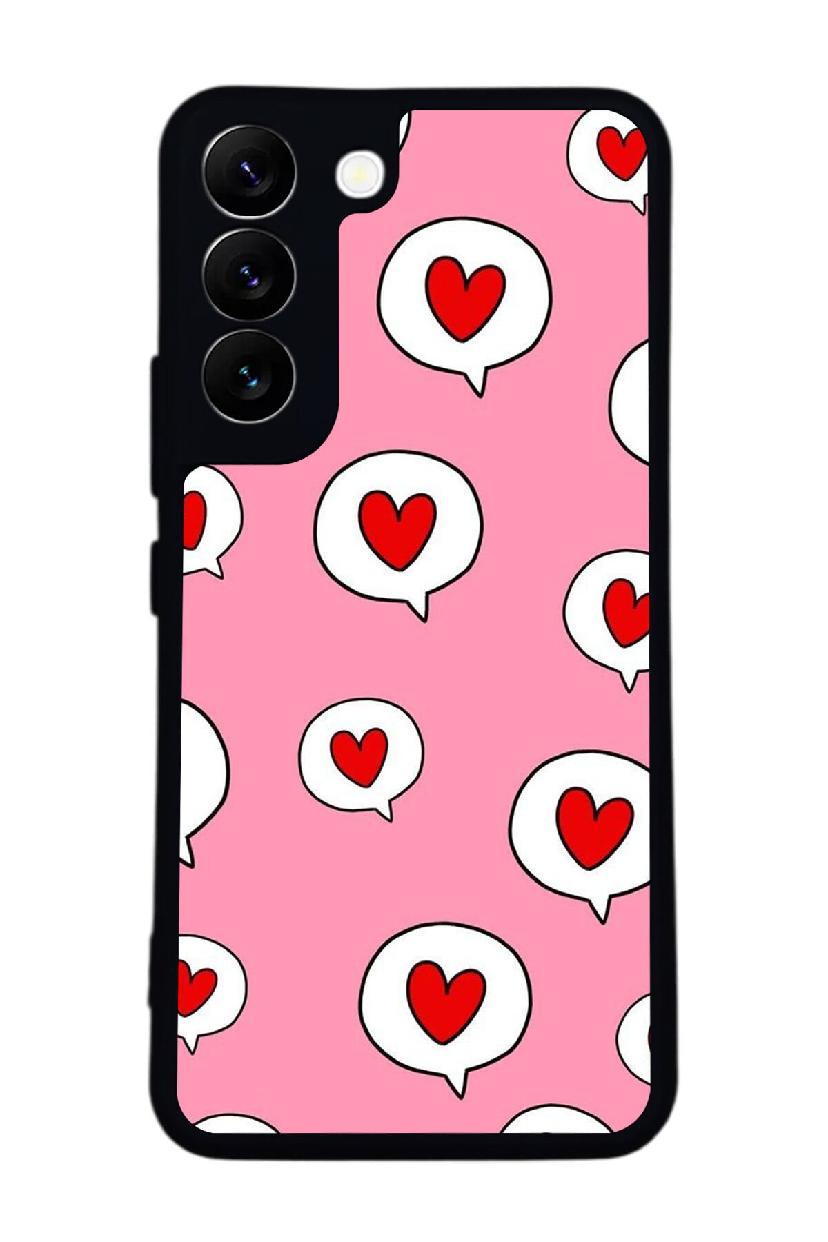 Samsung Galaxy S22 Uyumlu Kalp Love Tasarımlı Glossy Premium Kılıf