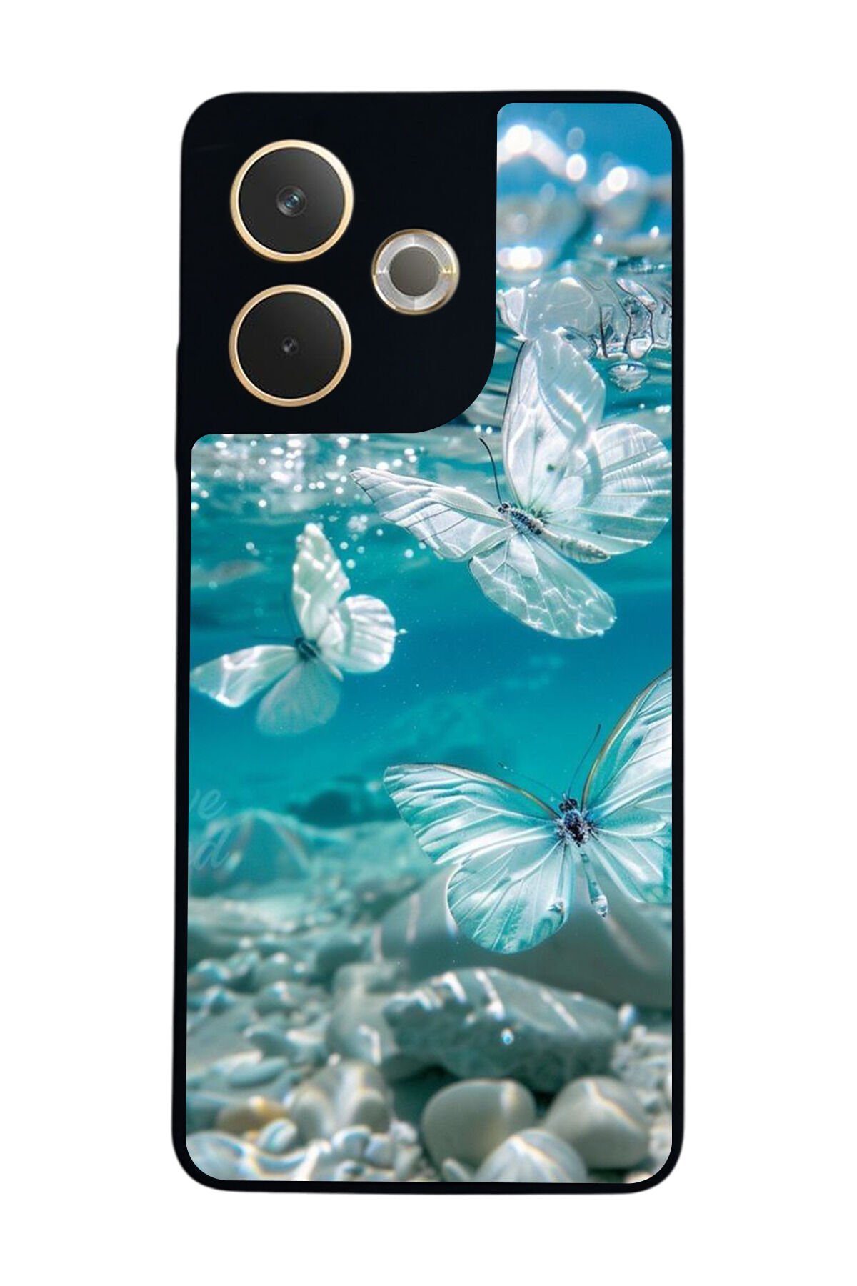 Oppo A5 Pro Uyumlu Kelebek Tasarımlı Glossy Premium Kılıf