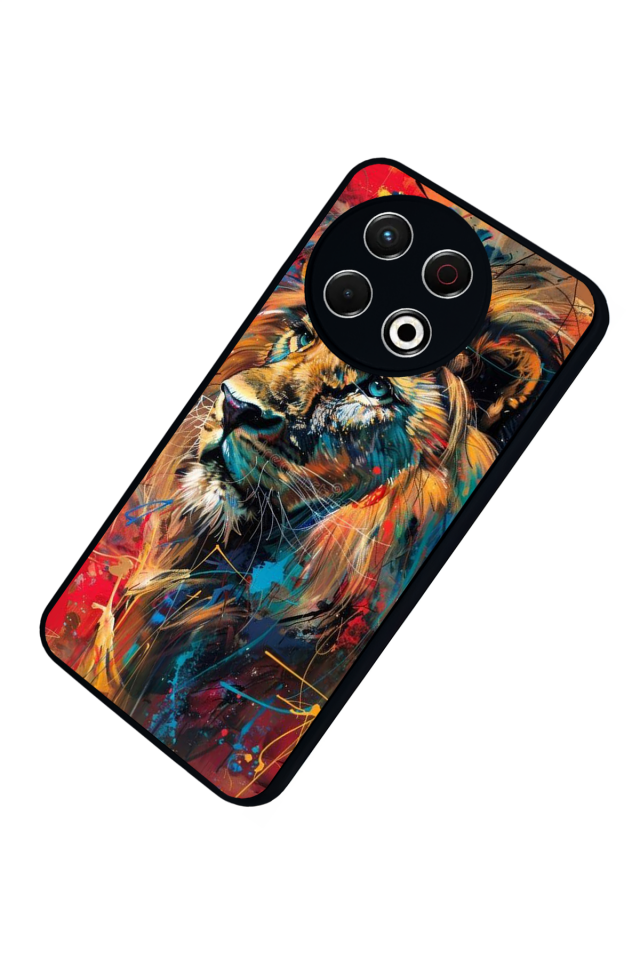 Tecno Spark 30 Pro Uyumlu Aslan Tasarımlı Glossy Premium Kılıf