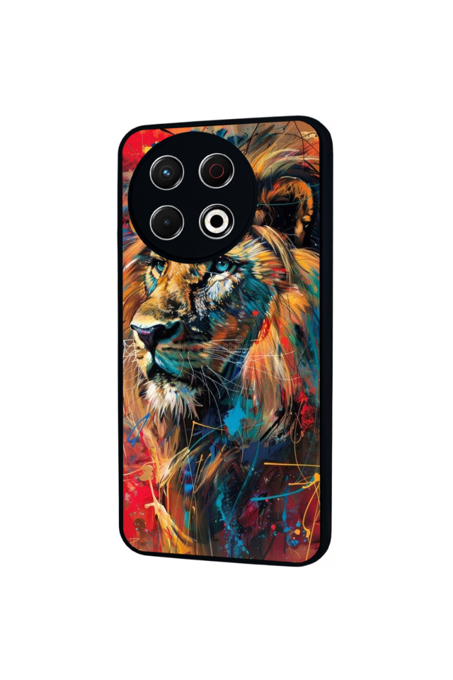 Tecno Spark 30 Pro Uyumlu Aslan Tasarımlı Glossy Premium Kılıf
