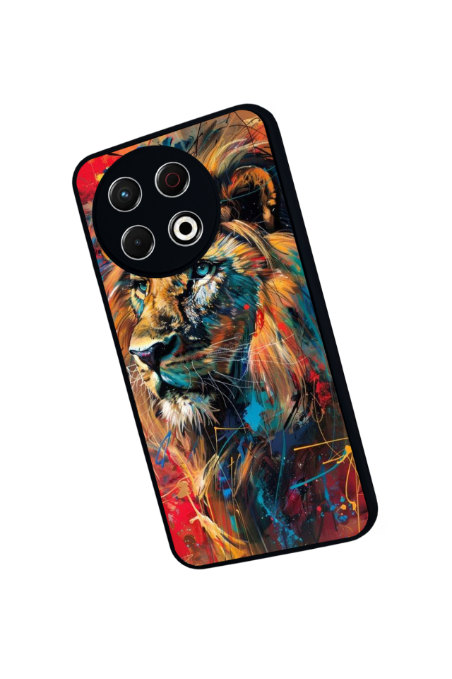 Tecno Spark 30 Pro Uyumlu Aslan Tasarımlı Glossy Premium Kılıf