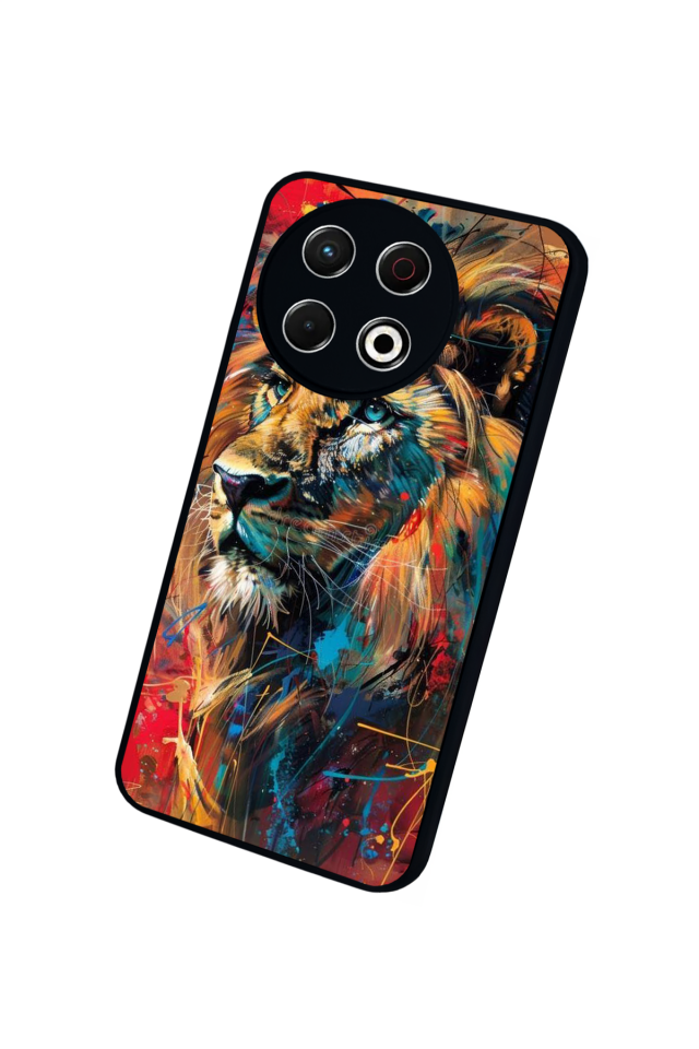 Tecno Spark 30 Pro Uyumlu Aslan Tasarımlı Glossy Premium Kılıf