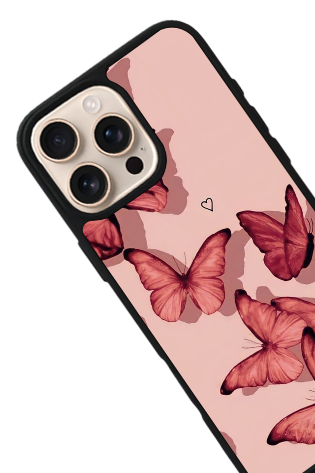 iPhone 16 Pro Uyumlu Kelebek Tasarımlı Glossy Premium Kılıf