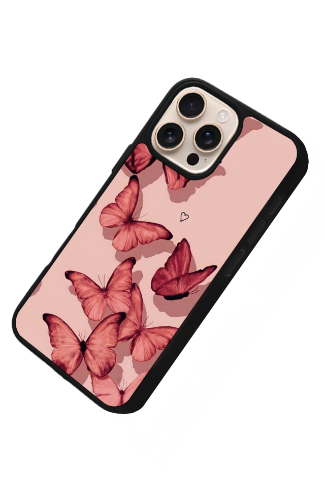 iPhone 16 Pro Uyumlu Kelebek Tasarımlı Glossy Premium Kılıf