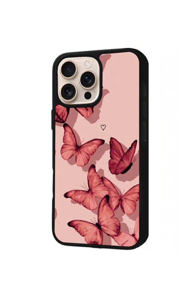 iPhone 16 Pro Uyumlu Kelebek Tasarımlı Glossy Premium Kılıf