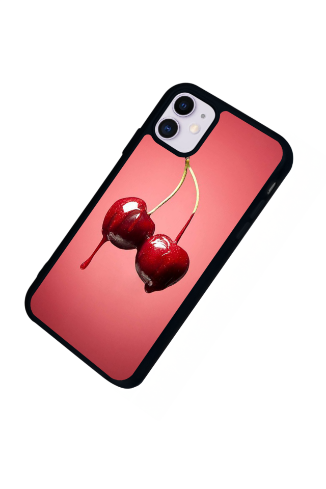 iPhone 11 Uyumlu Kiraz Tasarımlı Glossy Premium Kılıf
