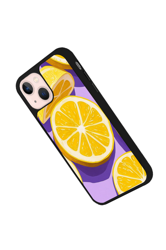 iPhone 13/14 Uyumlu Limon Tasarımlı Glossy Premium Kılıf