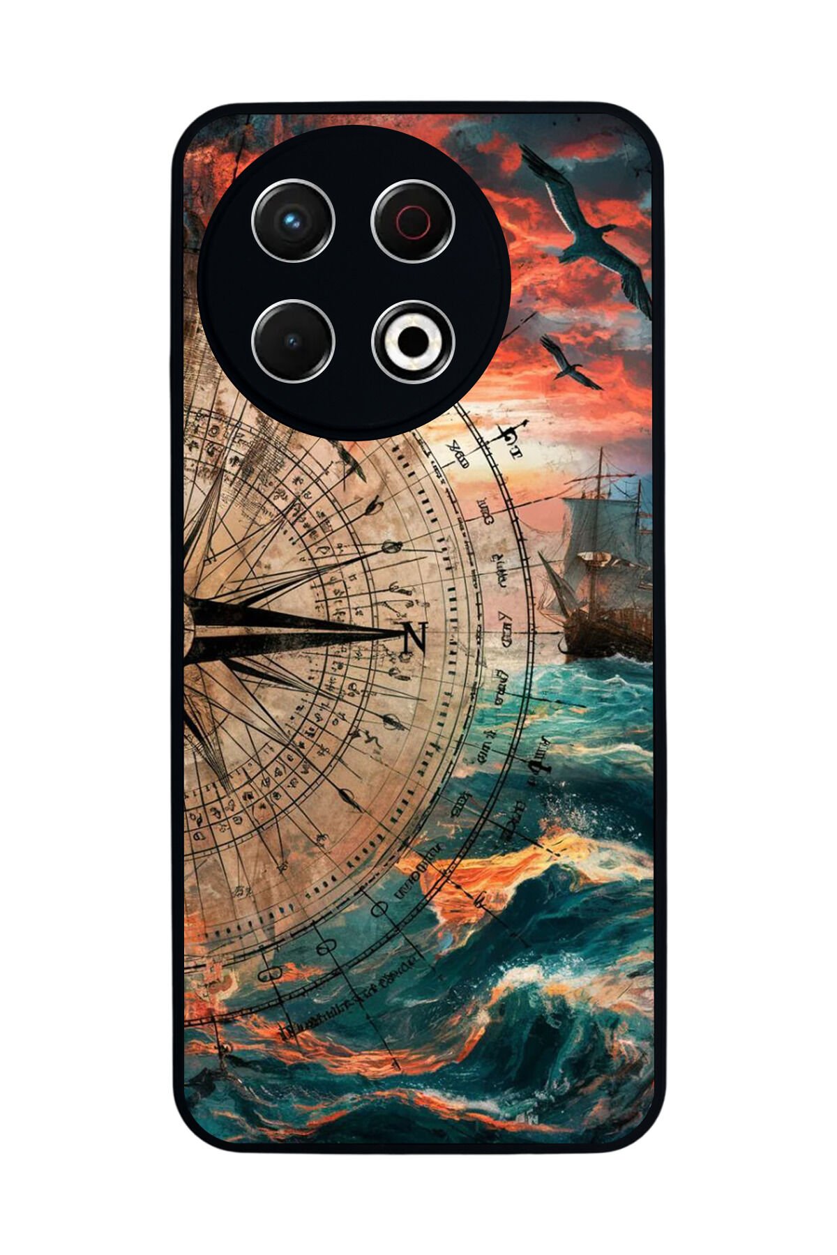 Tecno Spark 30 Pro Uyumlu Pusula Tasarımlı Glossy Premium Kılıf