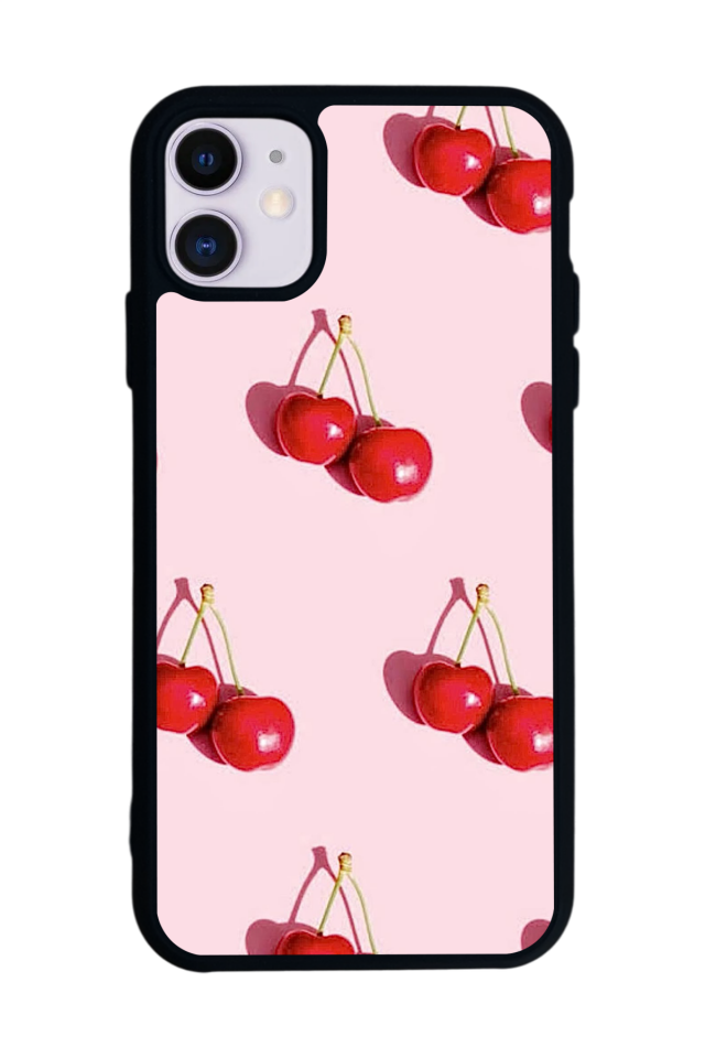 iPhone 11 Uyumlu Kiraz Tasarımlı Glossy Premium Kılıf