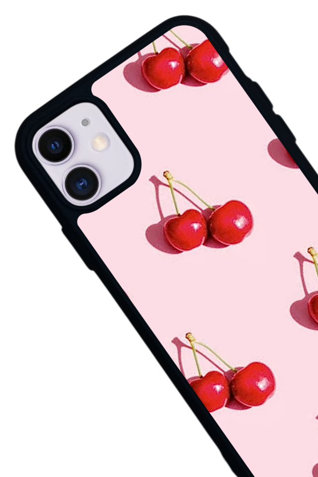 iPhone 11 Uyumlu Kiraz Tasarımlı Glossy Premium Kılıf