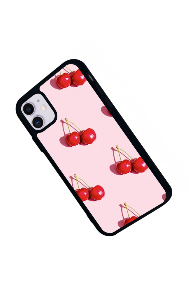 iPhone 11 Uyumlu Kiraz Tasarımlı Glossy Premium Kılıf