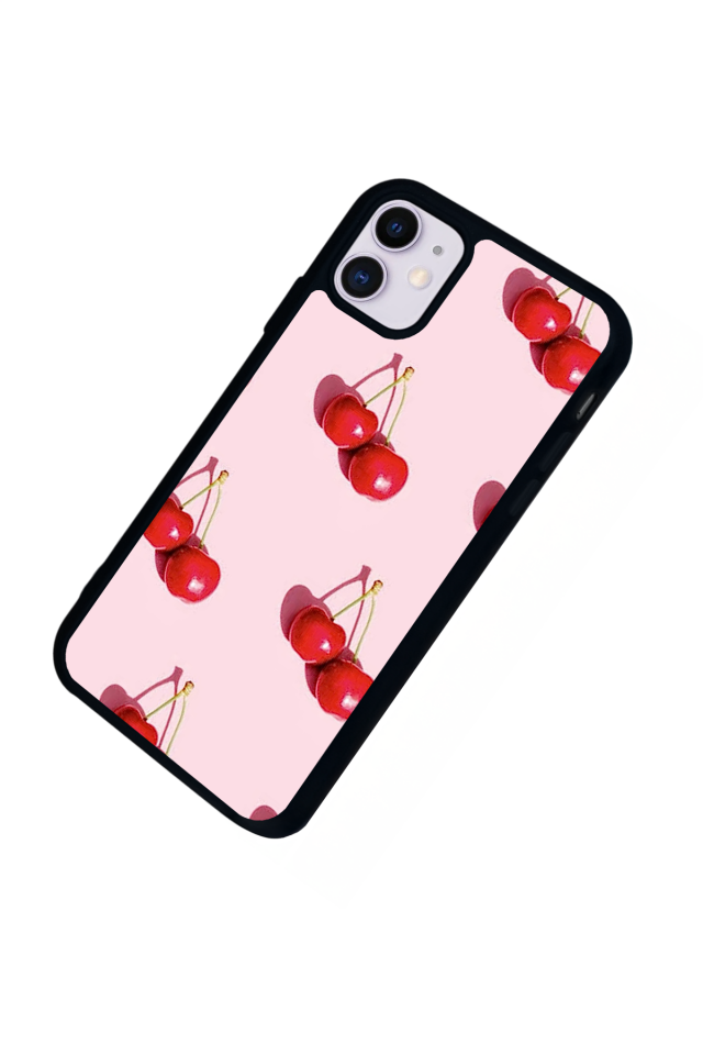 iPhone 11 Uyumlu Kiraz Tasarımlı Glossy Premium Kılıf