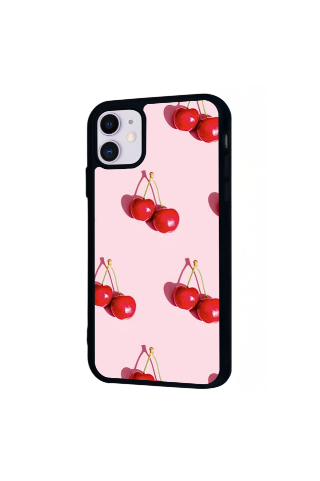 iPhone 11 Uyumlu Kiraz Tasarımlı Glossy Premium Kılıf
