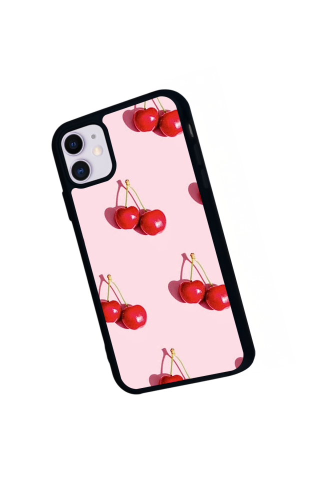 iPhone 11 Uyumlu Kiraz Tasarımlı Glossy Premium Kılıf