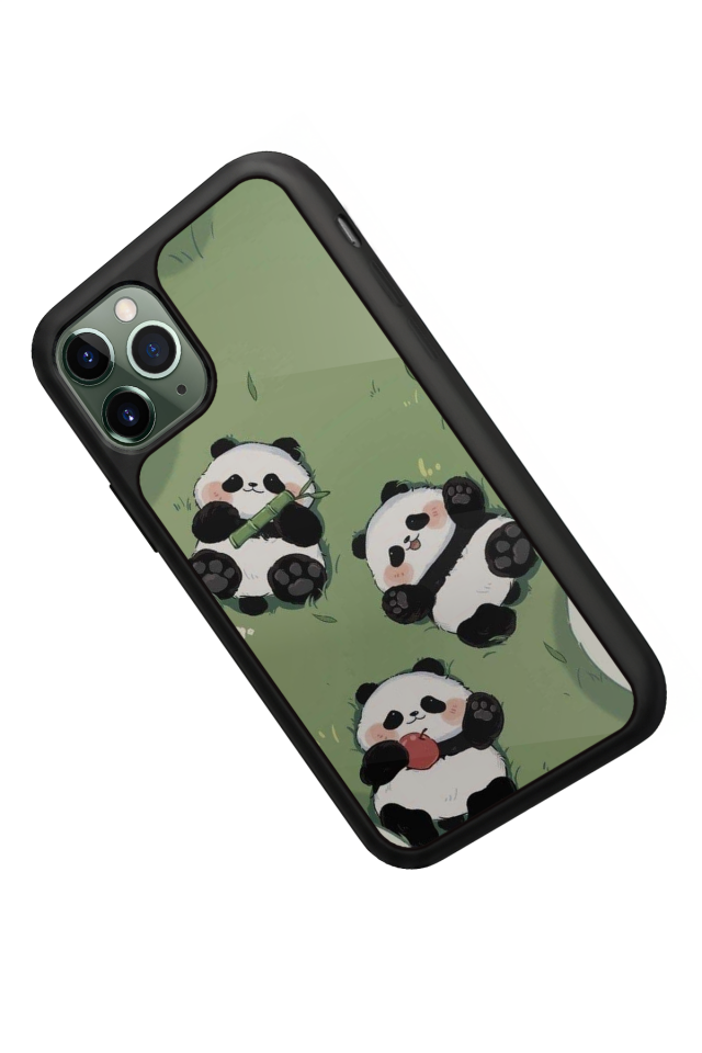 iPhone 11 Pro Uyumlu Panda Tasarımlı Glossy Premium Kılıf