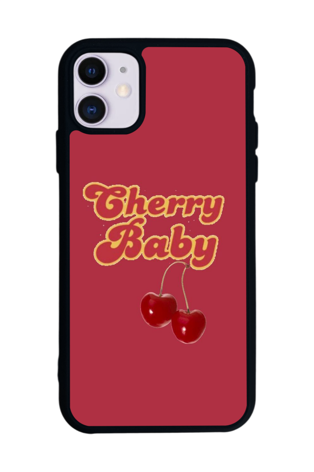 iPhone 11 Uyumlu Kiraz Tasarımlı Glossy Premium Kılıf