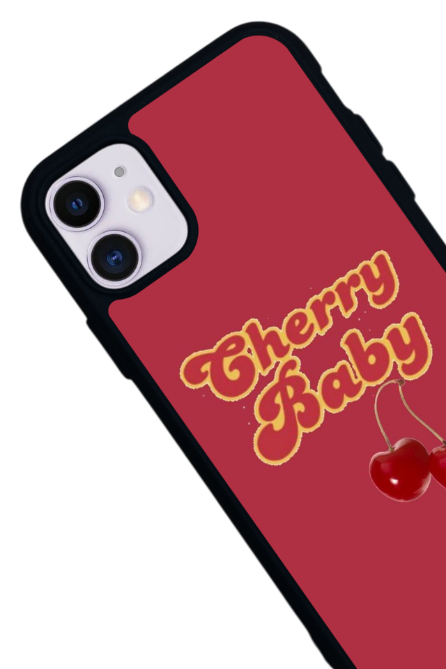 iPhone 11 Uyumlu Kiraz Tasarımlı Glossy Premium Kılıf