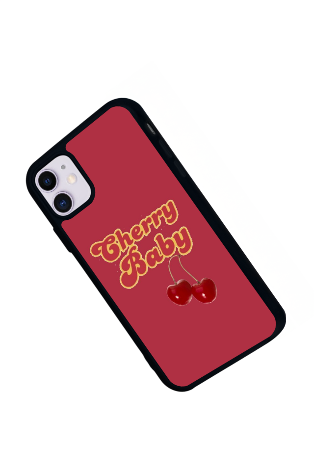 iPhone 11 Uyumlu Kiraz Tasarımlı Glossy Premium Kılıf