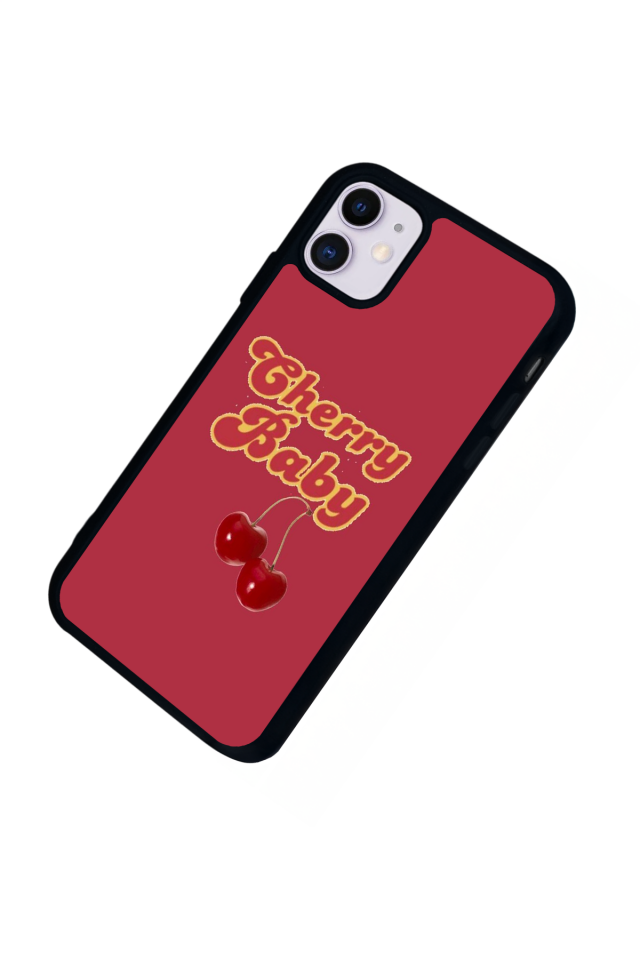 iPhone 11 Uyumlu Kiraz Tasarımlı Glossy Premium Kılıf