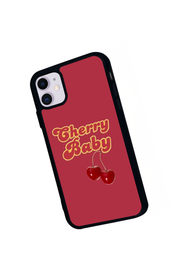 iPhone 11 Uyumlu Kiraz Tasarımlı Glossy Premium Kılıf