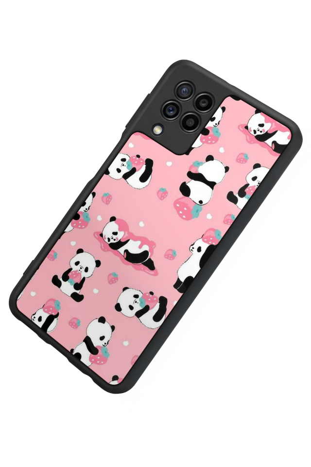 Samsung Galaxy M22 Uyumlu Panda Tasarımlı Glossy Premium Kılıf