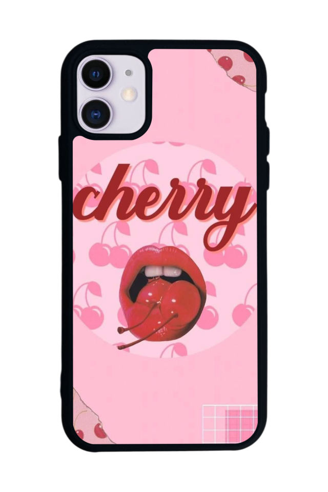 iPhone 11 Uyumlu Kiraz Tasarımlı Glossy Premium Kılıf