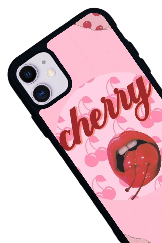iPhone 11 Uyumlu Kiraz Tasarımlı Glossy Premium Kılıf