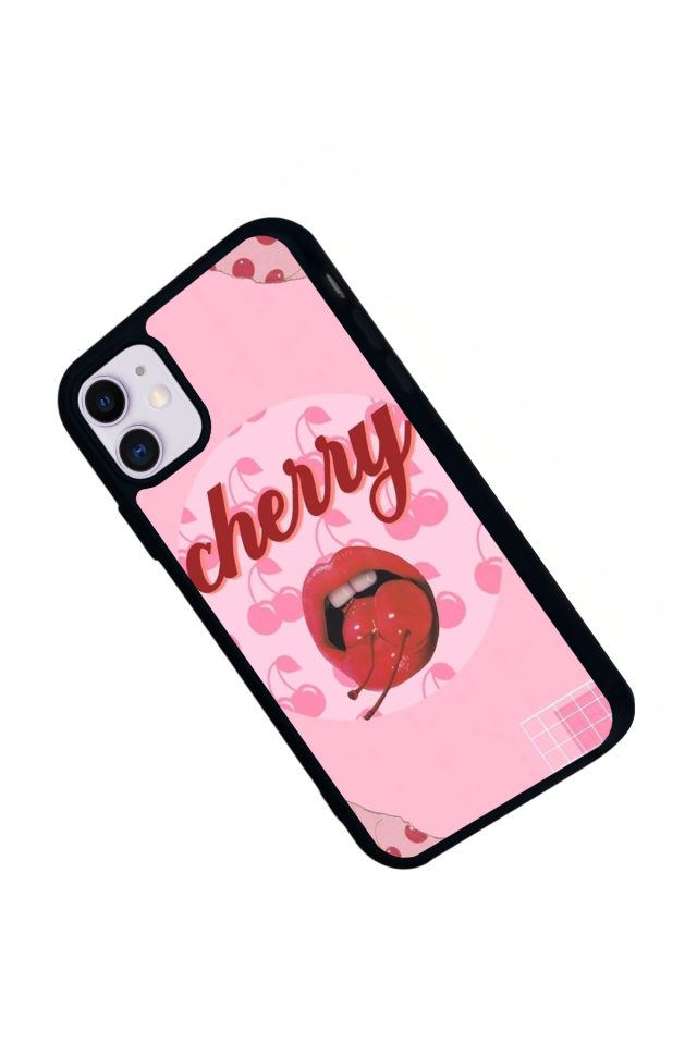 iPhone 11 Uyumlu Kiraz Tasarımlı Glossy Premium Kılıf