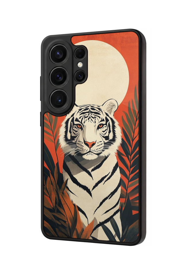Samsung Galaxy S26 Ultra Uyumlu Kirmizi ve Kaplan Tasarımlı Glossy Premium Kılıf