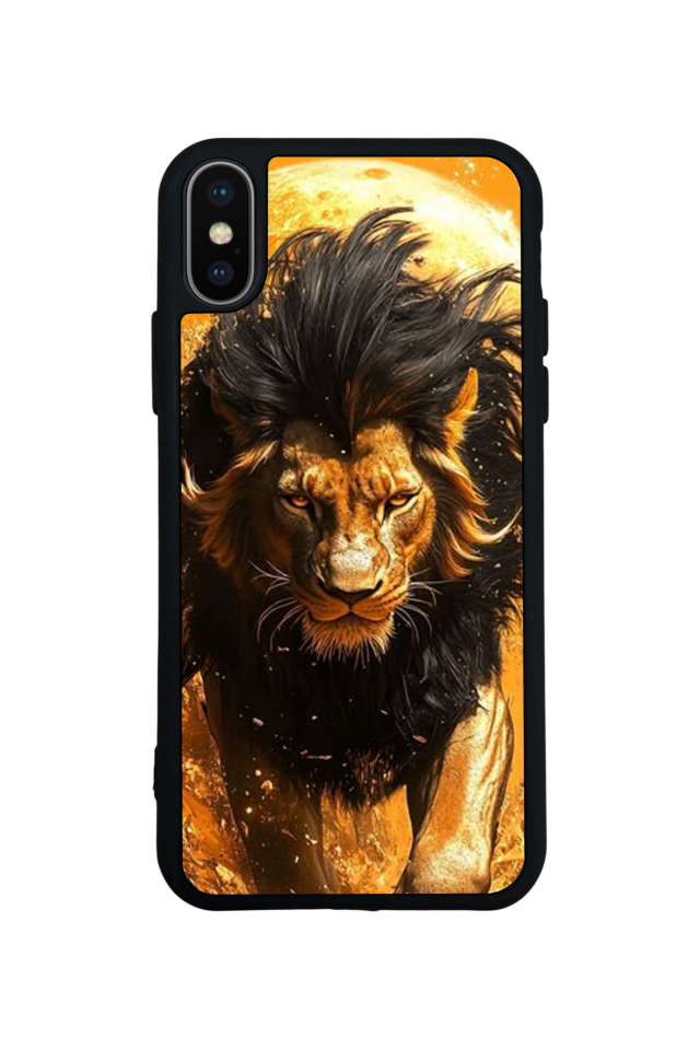 iPhone X/ XS Uyumlu Aslan Tasarımlı Glossy Premium Kılıf