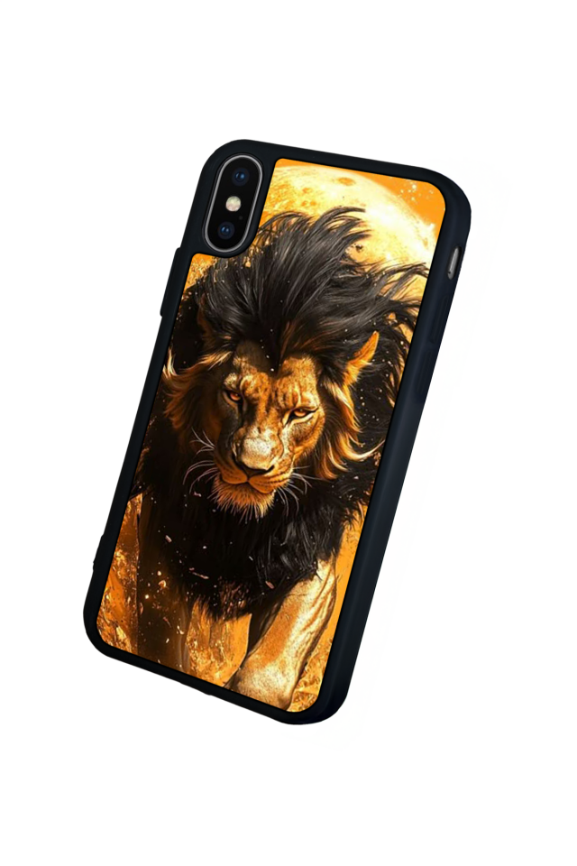 iPhone X/ XS Uyumlu Aslan Tasarımlı Glossy Premium Kılıf