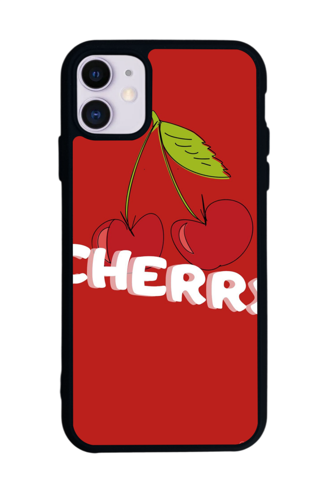 iPhone 11 Uyumlu Kiraz Tasarımlı Glossy Premium Kılıf