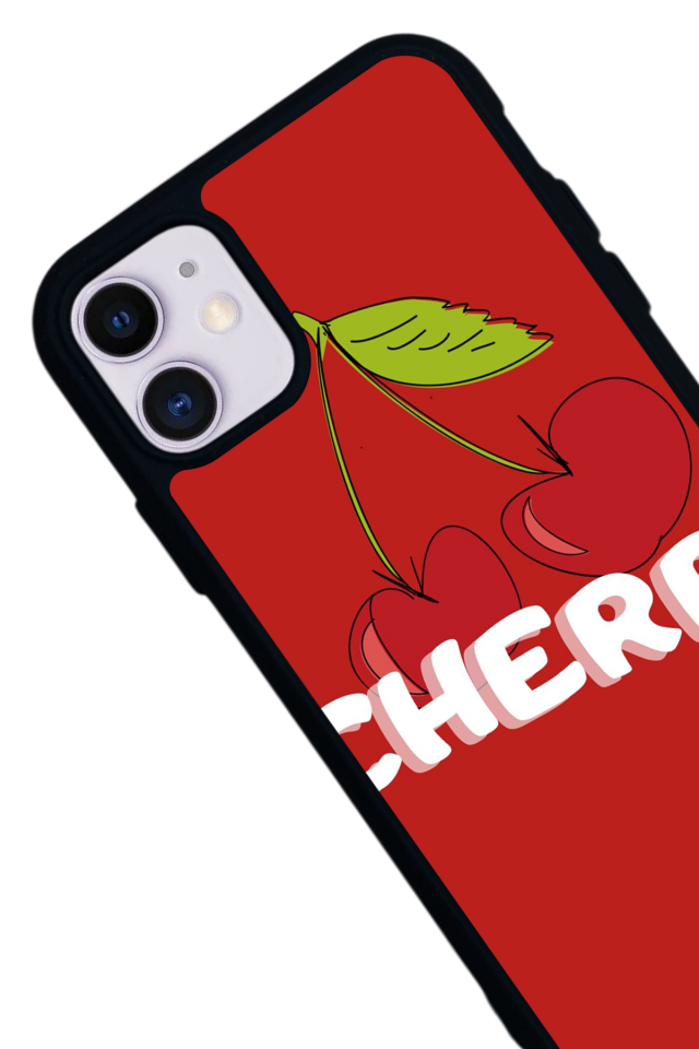 iPhone 11 Uyumlu Kiraz Tasarımlı Glossy Premium Kılıf
