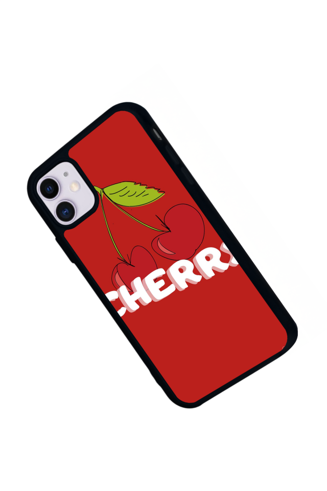 iPhone 11 Uyumlu Kiraz Tasarımlı Glossy Premium Kılıf