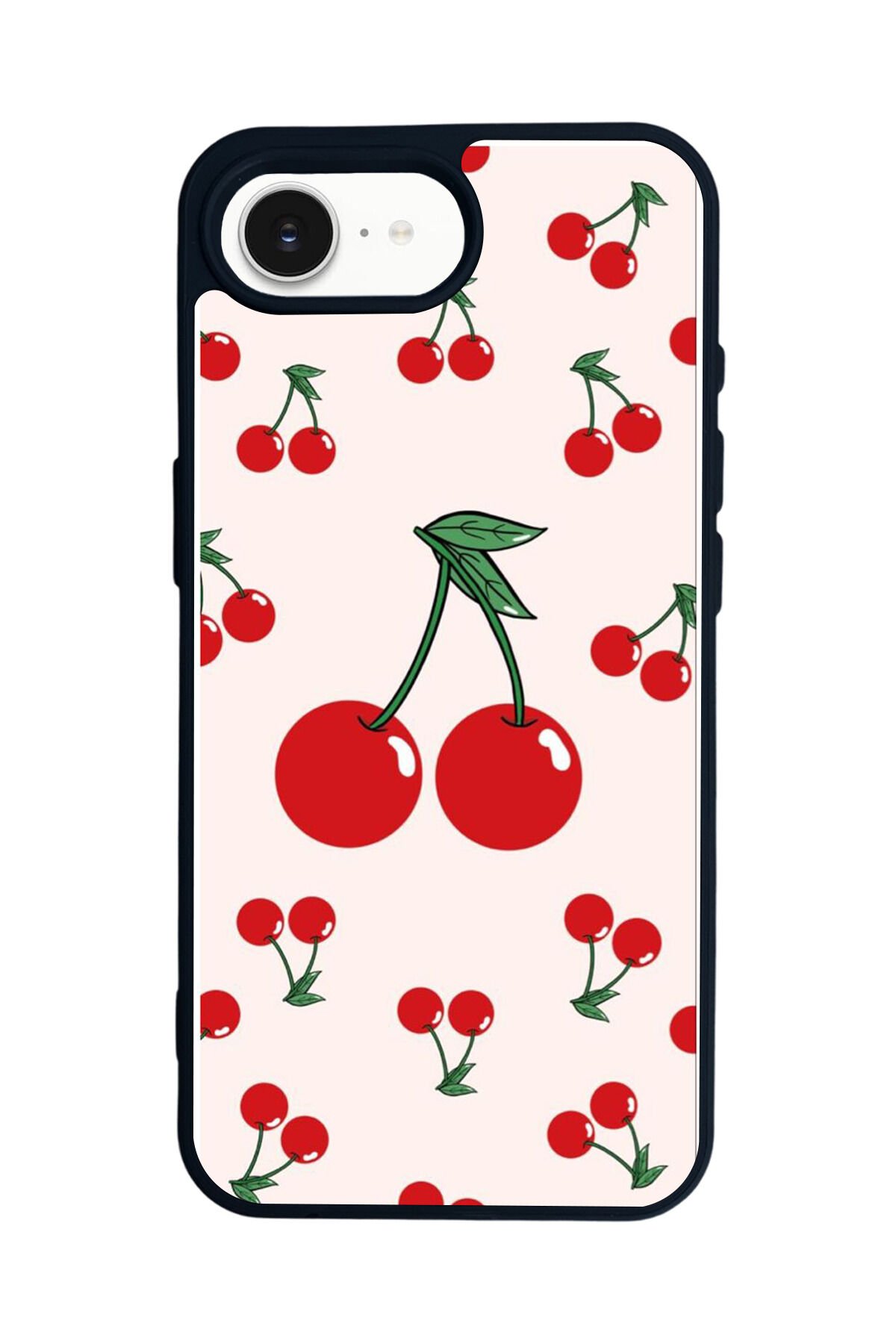 iPhone 16E Uyumlu Kiraz Tasarımlı Glossy Premium Kılıf