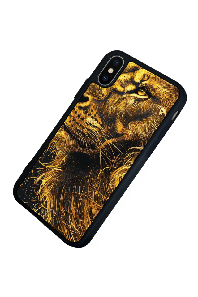 iPhone X/ XS Uyumlu Aslan Tasarımlı Glossy Premium Kılıf