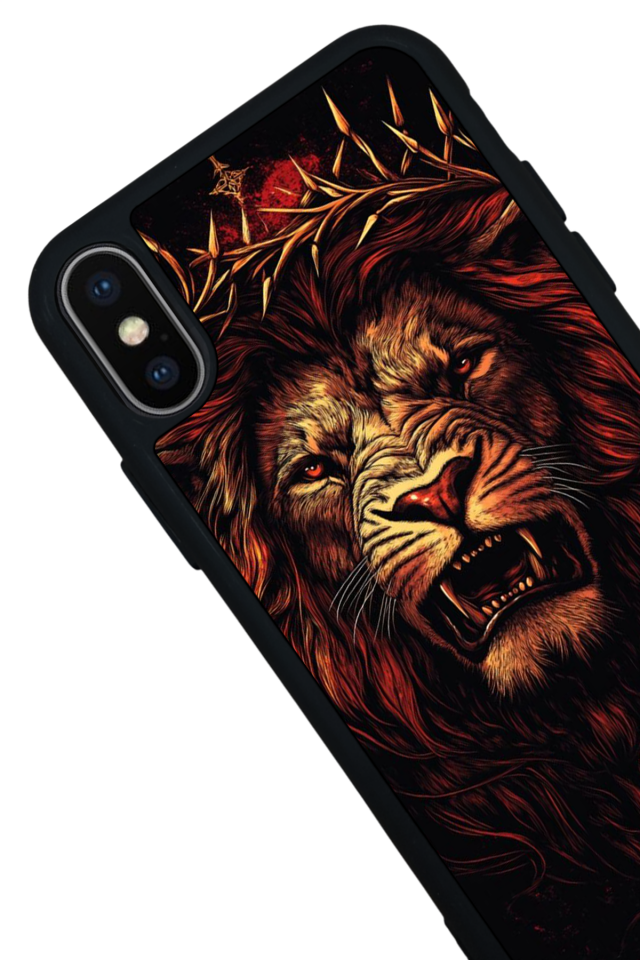 iPhone X/ XS Uyumlu Aslan Tasarımlı Glossy Premium Kılıf