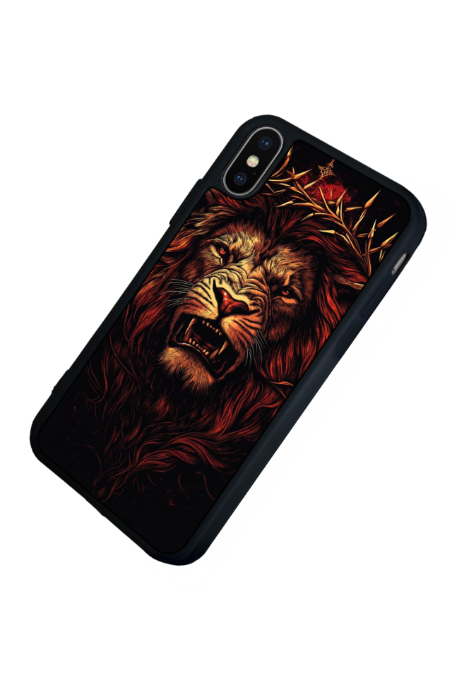 iPhone X/ XS Uyumlu Aslan Tasarımlı Glossy Premium Kılıf