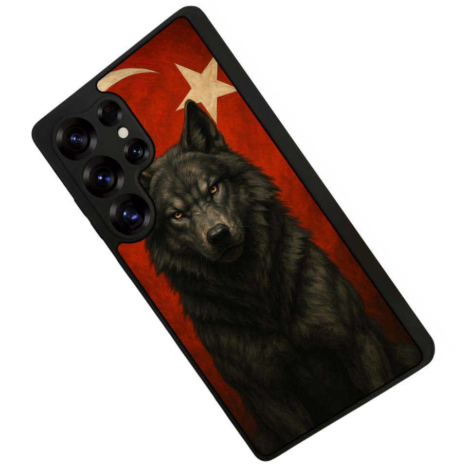 Samsung Galaxy S25 Ultra Uyumlu Bozkurt Tasarımlı Glossy Premium Kılıf