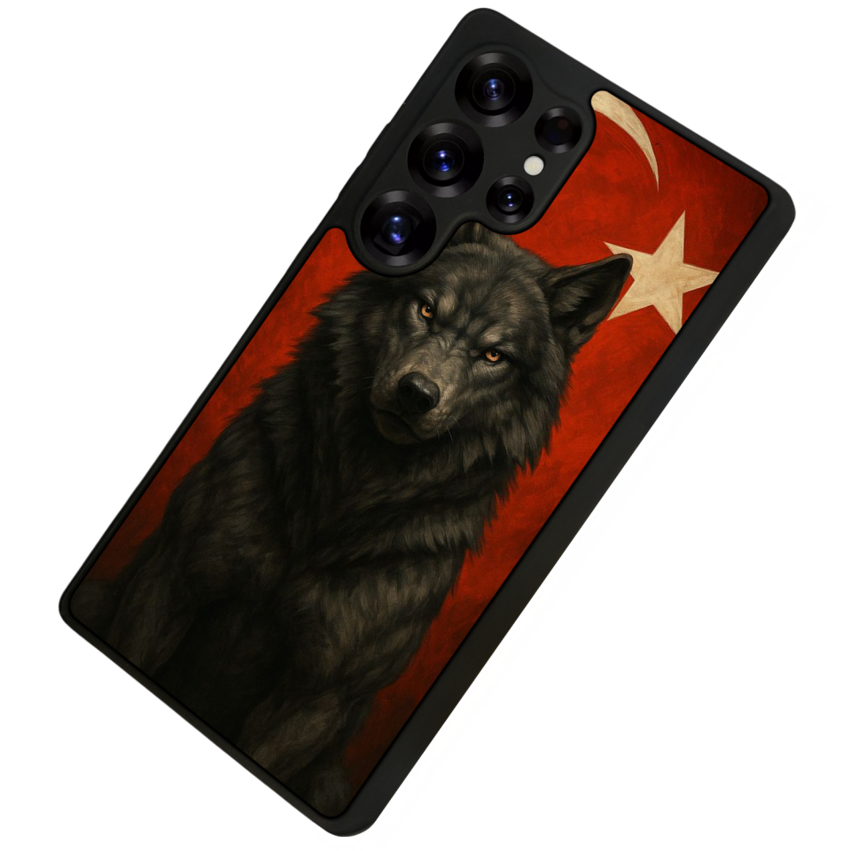 Samsung Galaxy S25 Ultra Uyumlu Bozkurt Tasarımlı Glossy Premium Kılıf