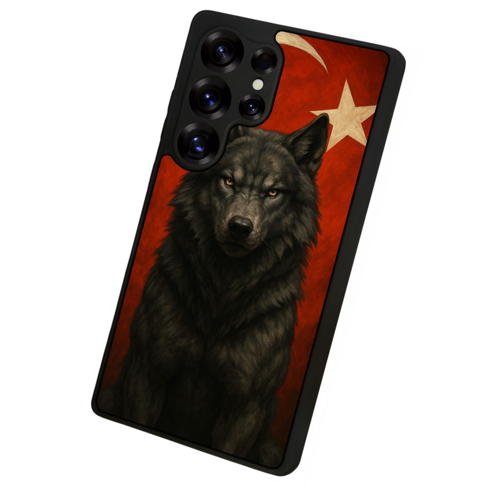 Samsung Galaxy S25 Ultra Uyumlu Bozkurt Tasarımlı Glossy Premium Kılıf
