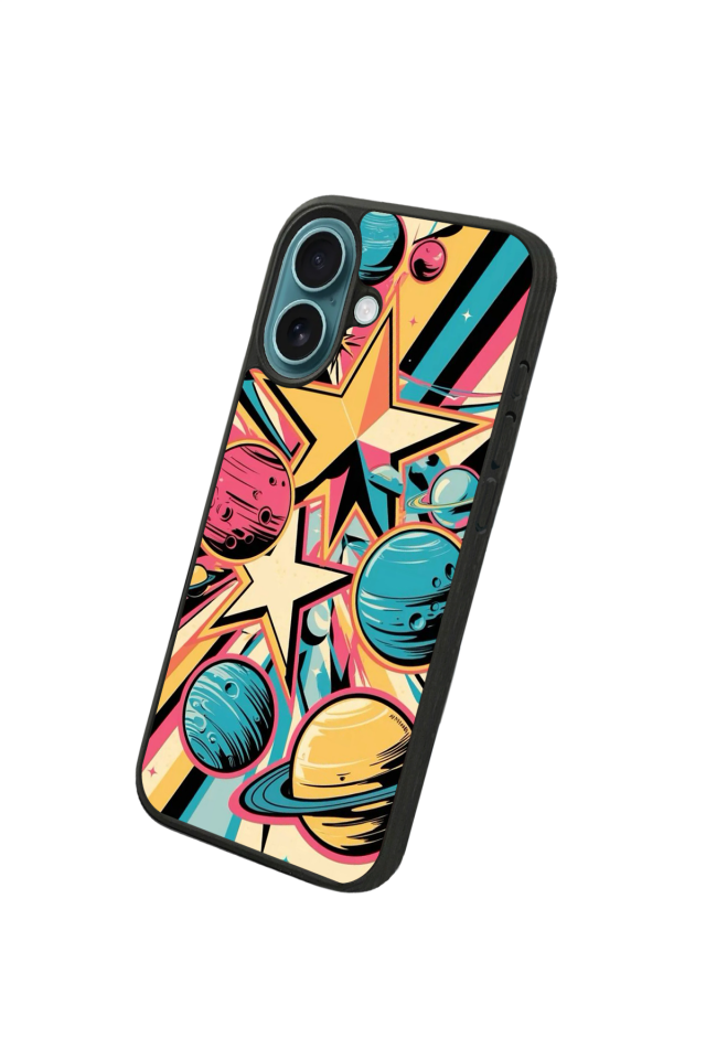 iPhone 16 Plus Uyumlu Uzay Tasarımlı Glossy Premium Kılıf