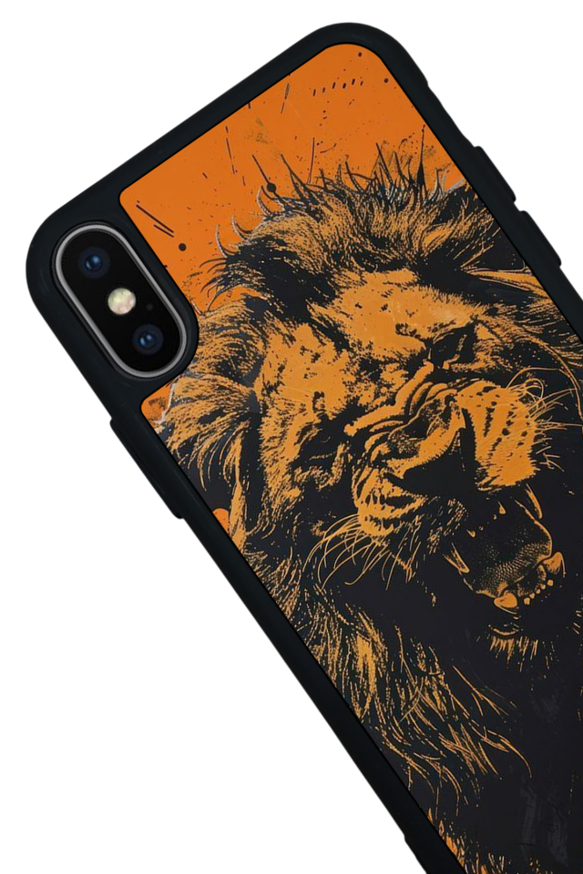 iPhone X/ XS Uyumlu Aslan Tasarımlı Glossy Premium Kılıf