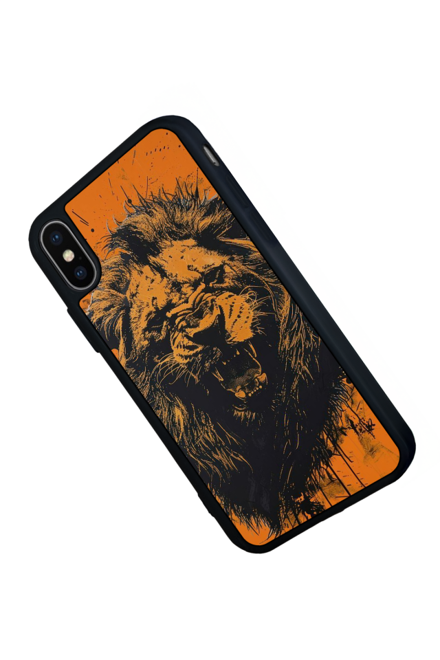 iPhone X/ XS Uyumlu Aslan Tasarımlı Glossy Premium Kılıf