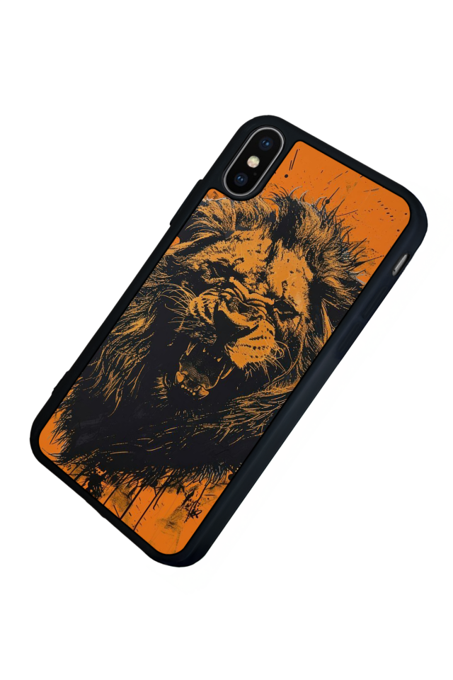 iPhone X/ XS Uyumlu Aslan Tasarımlı Glossy Premium Kılıf