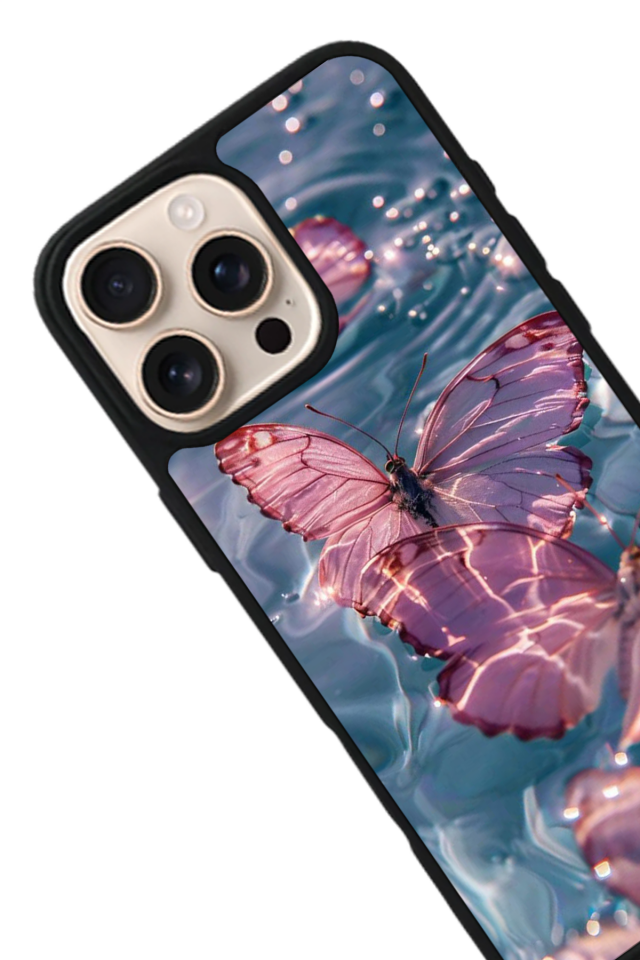 iPhone 15 Pro Max Uyumlu Kelebek Tasarımlı Glossy Premium Kılıf