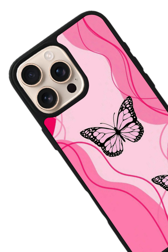 iPhone 16 Pro Uyumlu Kelebek Tasarımlı Glossy Premium Kılıf