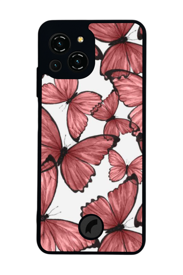 Reeder S23 Pro Max Uyumlu Kelebek Tasarımlı Glossy Premium Kılıf