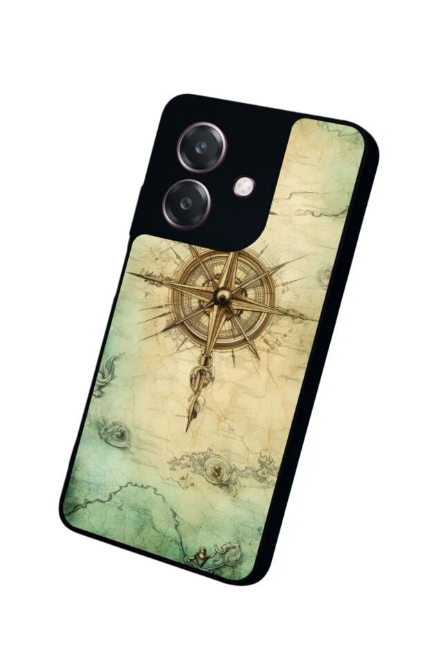 Oppo A3 5G Uyumlu Pusula Tasarımlı Glossy Premium Kılıf